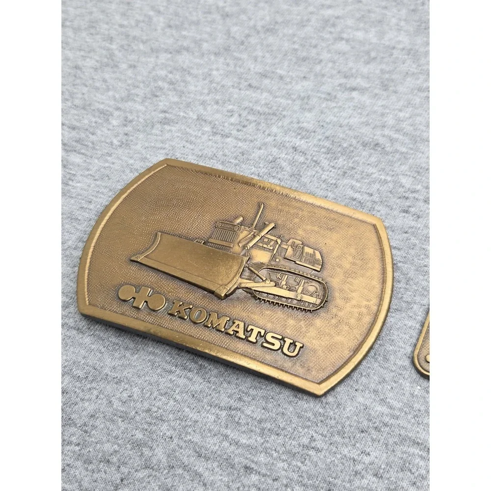 KOMATSU D65E Bulldozer Crawler Tractor Solid Brass Belt Buckle and Keychain Fob